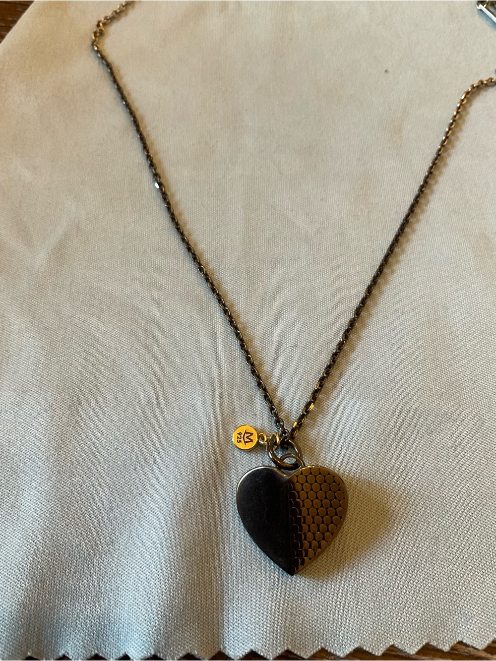 Movado Two-Tone Heart Pendant Necklace in Silver and Gold